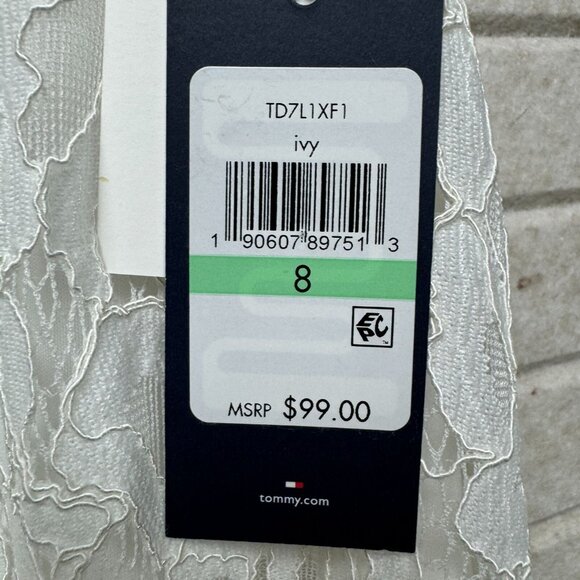 NEW Tommy Hilfiger Ivory Lace Overlay Sleeveless Midi Dress Keyhole Back 8 - Picture 8 of 13